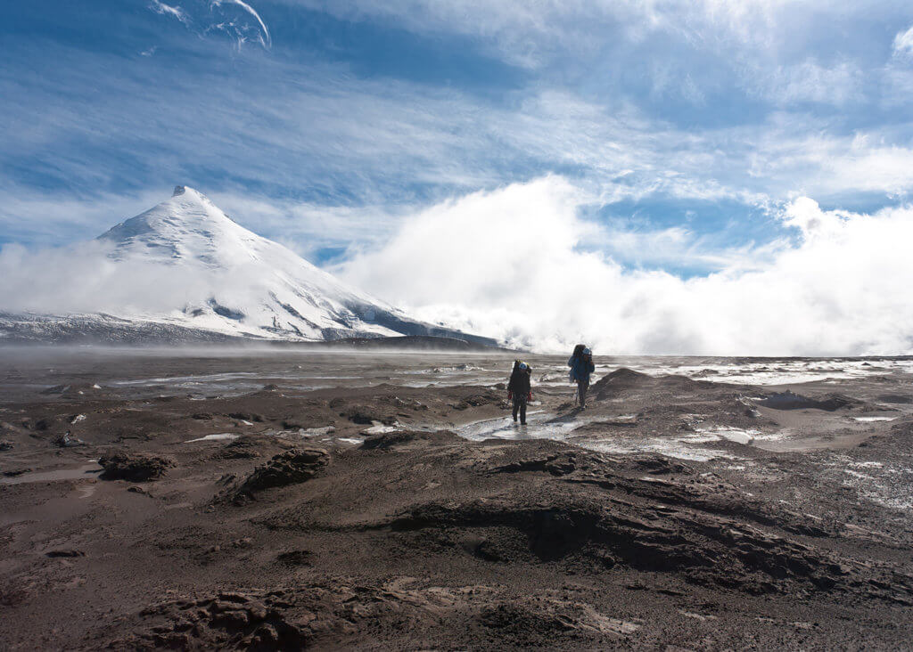 Trekking on Kamchatka volcano Tolbachik