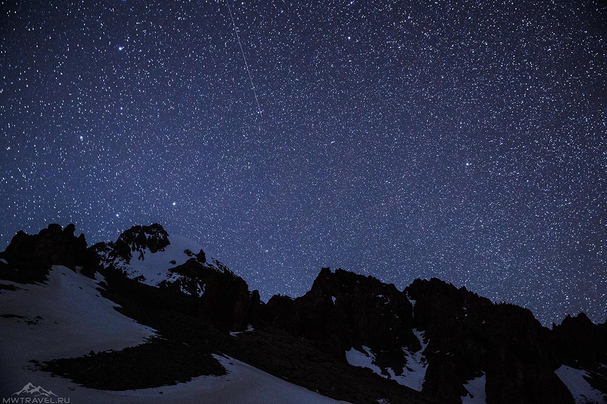 Ночное небо звездопад Персеиды Архыз